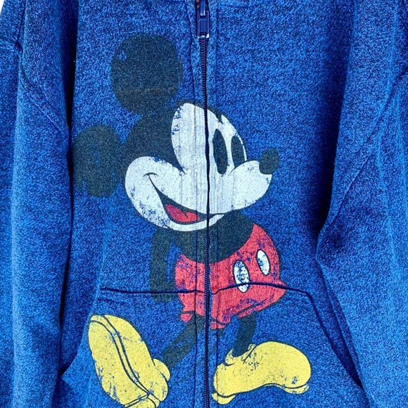 Disney Parks Disneyland Mickey Mouse Zip Hoodie Jacket Blue Vintage Wash Small - Picture 5 of 8